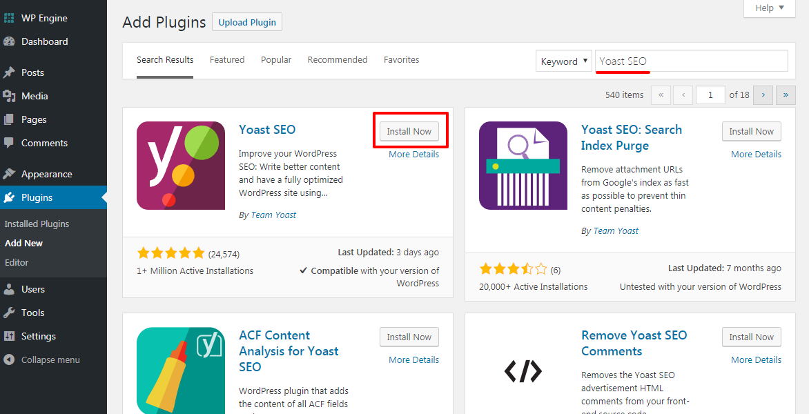 install Yoast SEO